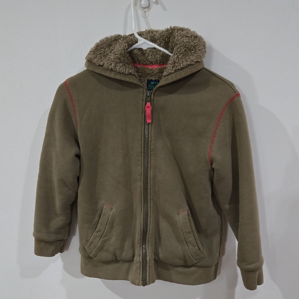 Mini Boden 9/10y Beige Fleece Jacket Sweater